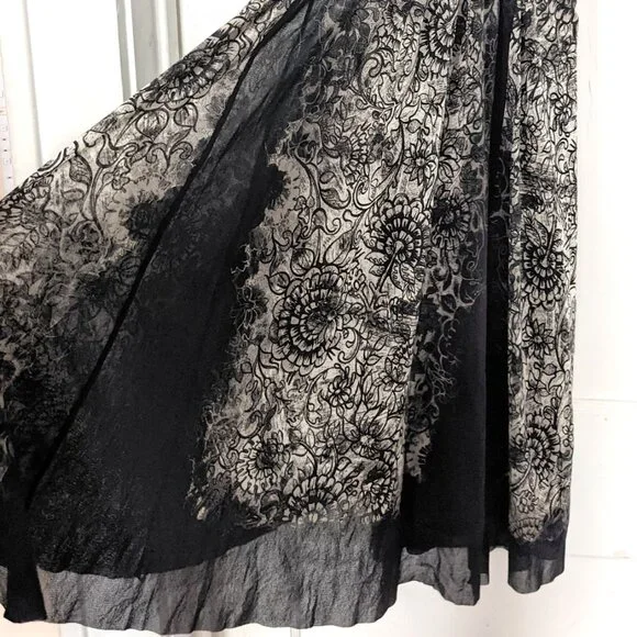 Fuzzi Italy Boutique Mesh Lace Pattern Sleeveless Midi Dress Black White Size XS - Picture 3 of 6